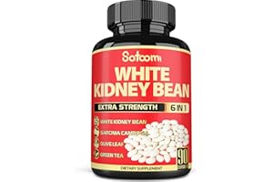 Satoomi 6 in 1 White Kidney Bean Extract Capsules -90 Capsules -3 Month Supply - Extra Blend with Olive Leaf, Green Coffee Bean & Green Tea - Support Carb Scale Down