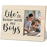 Hkclccf Boy Mom Gift,Gifts from Son,Life is Better with My Boys,Fits 4x6 Wooden Photo Frames for Wall Table Display