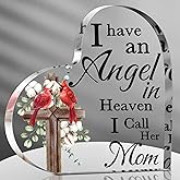 Karenhi 4 Inch Red Cardinal Christmas Gifts Memorial Bereavement Gift for Loss of Loved One Sympathy Decorations Loss of Mom Dad Son Husband in Heaven Glass Table Remembrance(4 Inch,Cross)