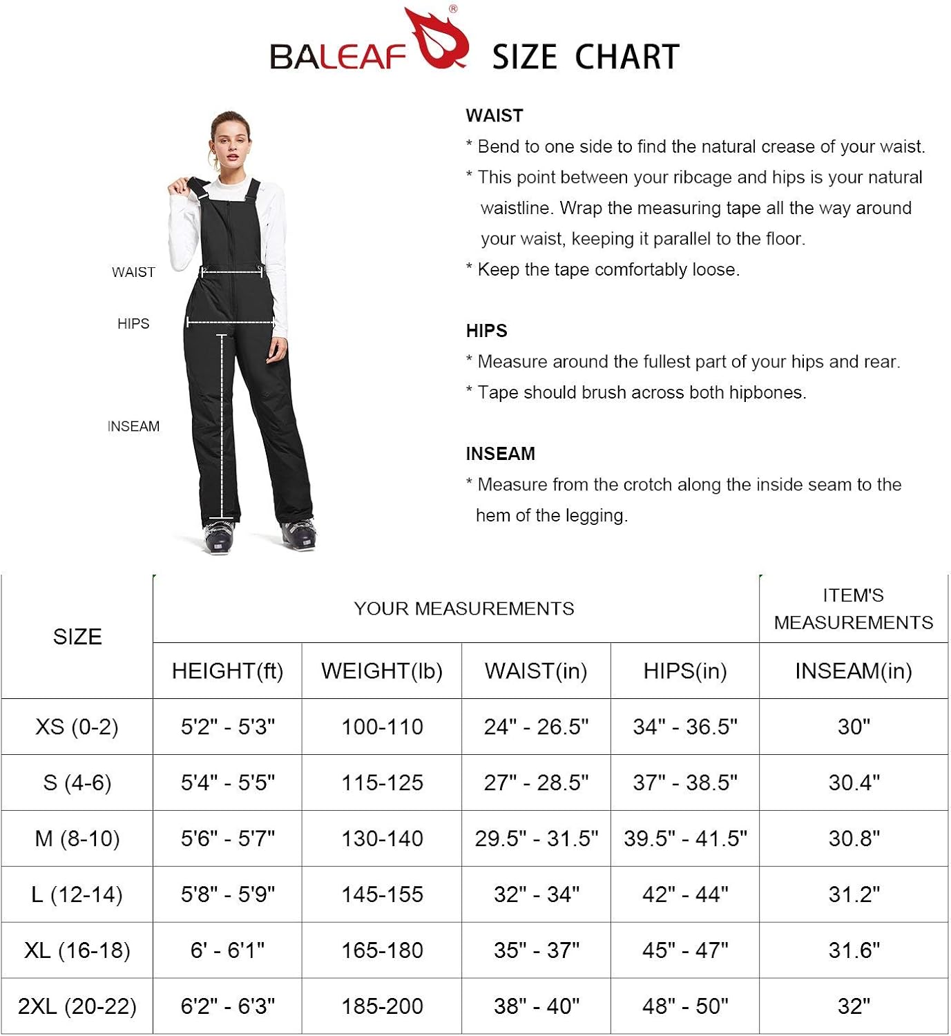BALEAF Women's Insulated Waterproof Ski Bib Overalls Snow Windproof Snowboarding Pant: Clothing