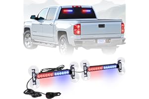 AINBIN 2X 10.7 inch Emergency Strobe Lights 24 LED Red Blue Police Lights Warning Flashing Safety Side Window Front/Rear Windshield Lights Grill Surface Mount for Law Enforcement Vehicles Trucks Car