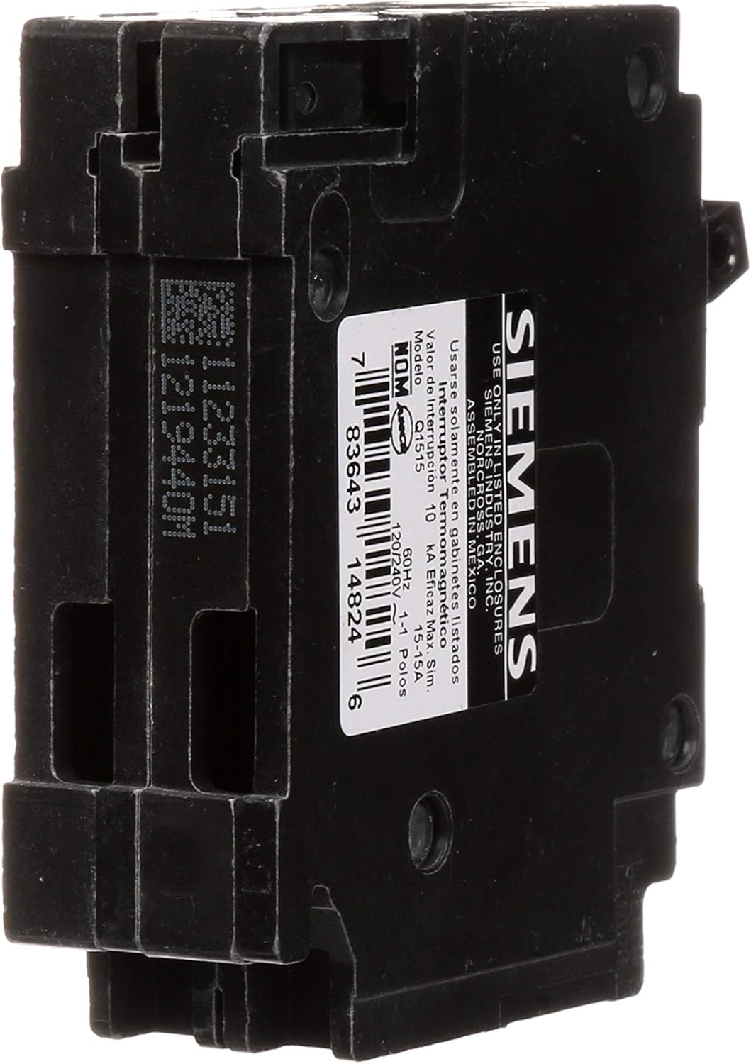 SIEMENS Parallax Power Components ITEQ1515 15 Amp Duplex Circuit Breaker, Black - - 