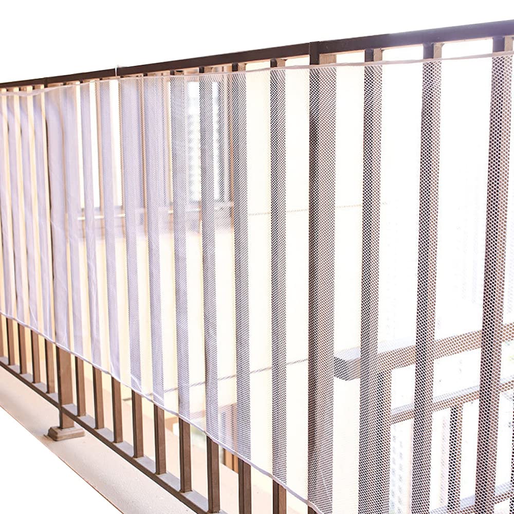 POFET Child Balcony and Stairway Safety Net 10FT x 2.5TF Adjustable Sturdy Stairway Railing Fence Mesh Protection Net for Kids and Toy（White
