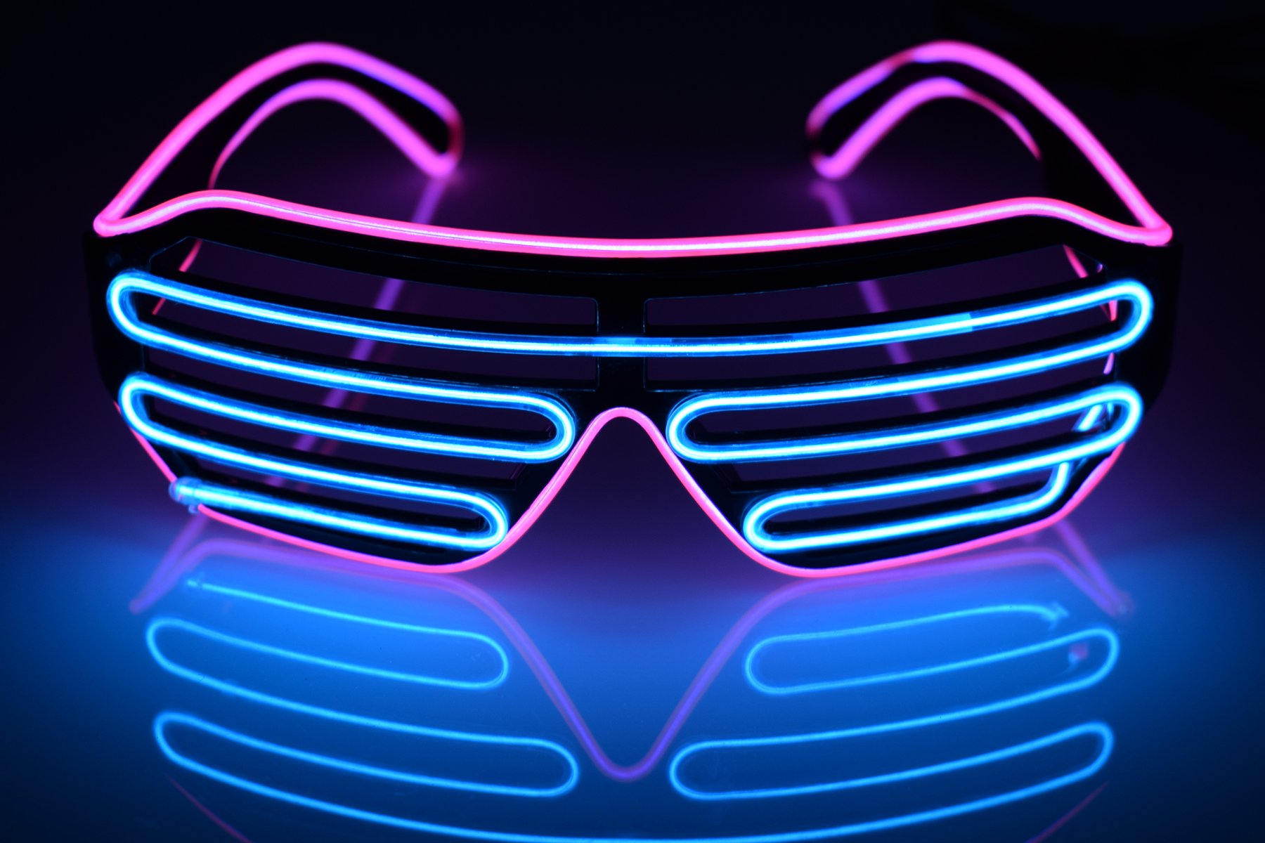 LED Flash Light Up Blinds Glasses for Kids and Adults in Party Games Activities Halloween, Christmas Gifts (Purple-Blue)