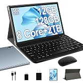 Oangcc Android 13 Tablet 10 Inch 2026, 12GB+128GB+2TB Expand, 8000mAh Battery, Octa-Core, 5MP+8MP Dual Camera, 2.4G/5G WiFi, GPS, 1280x800 IPS, Tablets with Keyboard Mouse &amp; Case - Grayish Blue