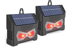 HONGXIAN Solar Powered Nocturnal Animal Repeller, Predator Control with Bright Strobe LED Lights Repellent Device, Outdoor Deterrent Coyote Raccoon Deer Fox Skunk Squirrel for Garden