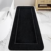 LOCHAS Bathroom Rugs, 24" x 60" Long Bath Rug, Non Slip Washable Bathroom Runner Rug Soft Thick Absorbent Bath Mat for Shower, Shaggy Plush Luxury Large Bath Rug, Black