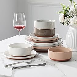 MALACASA Plates and Bowls Sets, 12 Pieces Modern