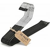 Pants Hangers 20 Pack Open-Ended Metal Pants Hangers Space Saving | Jeans Hangers with slim profile, metal pants hangers with non-slip coating, easy access for slacks, jeans, and trousers