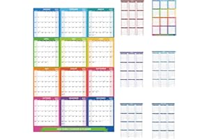 Kuraoyan 2025 Wall Calendar 34.8" x 22.8" Large Vertical Yearly Wall Hanging Calenda with Julian Date Thick Paper Calendar 12 Month Annual Wall Planner for Wall Office Fridge(Coloured)
