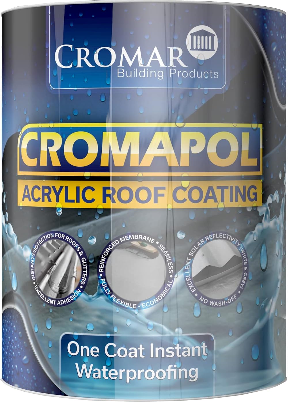 Ashbrook Roofing Cromar Cromapol Fibre Reinforced Acrylic Roof Sealant 5Kg Grey