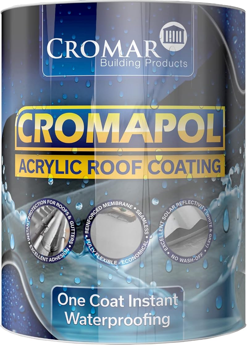 Ashbrook Roofing Cromar Cromapol Fibre Reinforced Acrylic Roof Sealant 5Kg Grey