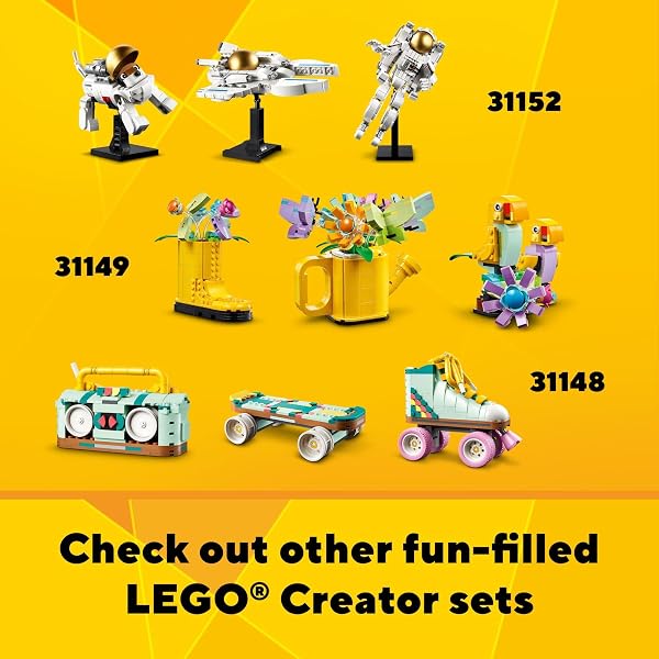 LEGO CREATOR 3 IN 1 RETRO CAMERA TOY, TRANSFORMS FROM TOY CAMERA TO RETRO VIDEO CAMERA TO RETRO TV SET, PHOTOGRAPHY GIFT FOR BOYS AND GIRLS AGES 8 YEARS OLD AND UP WHO ENJOY CREATIVE PLAY, 31147