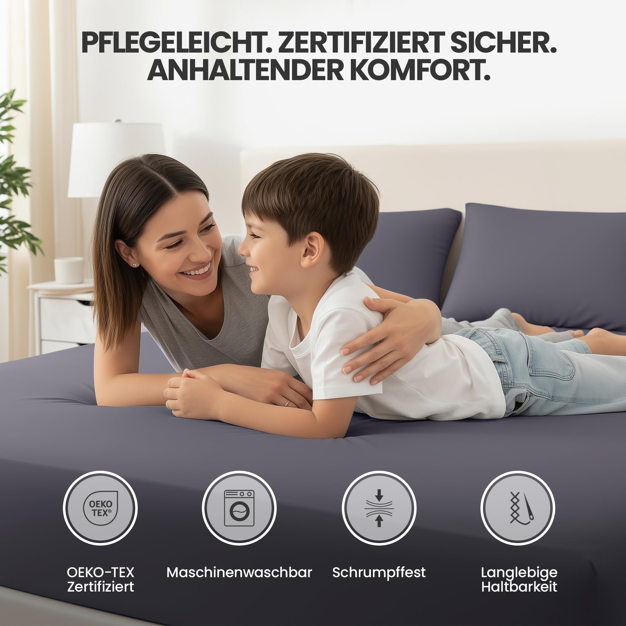Utopia Bedding - 2er Set Spannbettlaken 90x200cm - Grau - Gebürstete Mikrofaser Spannbetttuch - 35 cm Tiefe Tasche 3