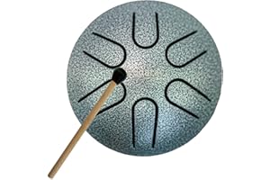 EDDARAY Steel Tongue Drum 3 Inches 6 Notes - Mini Hand Drums Tank Drum Musical Percussion Instruments - HandPan Drum, Great for Yoga Meditation, Camping, Music Enlightenment (Silver)