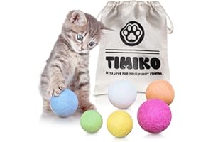 TIMIKO Cat Toys Balls, 100% Natural Wool, 2 Sizes 6 Colors, Non-Toxic, Cat Toys for Indoor Cats, Interactive Cat Toys, Cat Fe