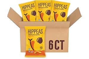 Hippeas Chickpea Puffs, Vegan Nacho Vibes, 4 Ounce (Pack of 6), 4g Protein, 3g Fiber, Vegan, Gluten-Free, Crunchy, Plant Protein Snacks