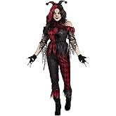 Women's Jinxed Jester Clown Costume, Premium Top, Pants & Headband Outfit