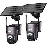Xega 2 Pack Security Camera Wireless Outdoor 2K 360° PTZ Camera Solar Security Cameras 2.4G WiFi Video Surveillance w/Spotlight & Siren, Color Night Vision, AI Motion Detection, 2-Way Talk, IP66