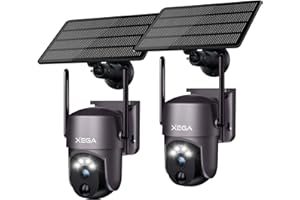 Xega Smart Solar Security Camera Outdoor Wireless 2-Pack, Super HD PTZ CCTV Camera Wi-Fi Surveillance Camera Home Security Co