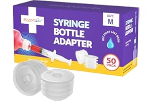 Medicine Bottle Syringe Adapter For Oral Dispensers (Size Medium, 50 Pack) | Press In Bottle Adapter for Liquid Medication | Only Fits Brandzig 1ml, 3ml, 5ml & 10ml Syringes
