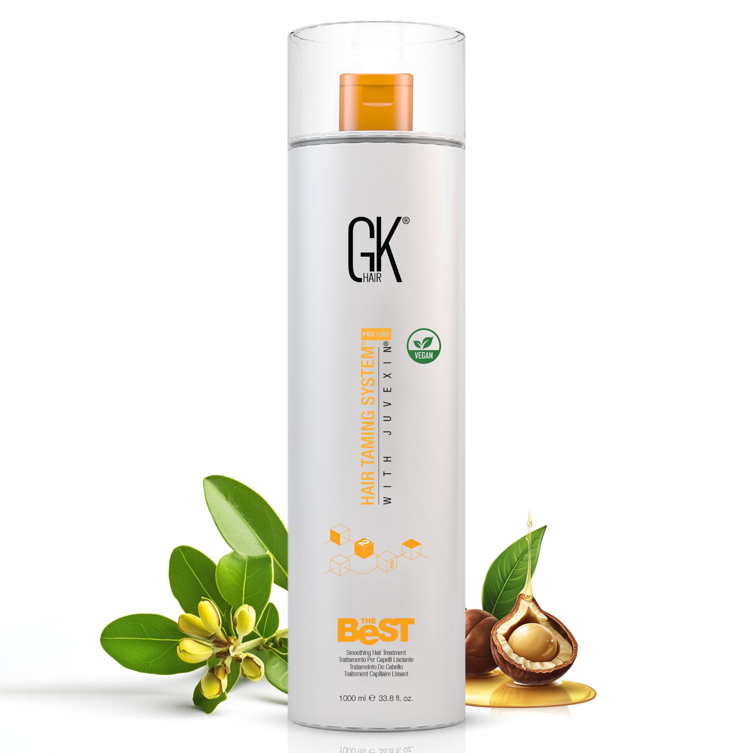 GK HAIR Global Keratin The Best (33.8 Fl Oz/1000ml) Smoothing Keratin Hair Treatment - Professional Brazilian Complex Blowout Straightening For Silky Smooth & Frizz Free Hair