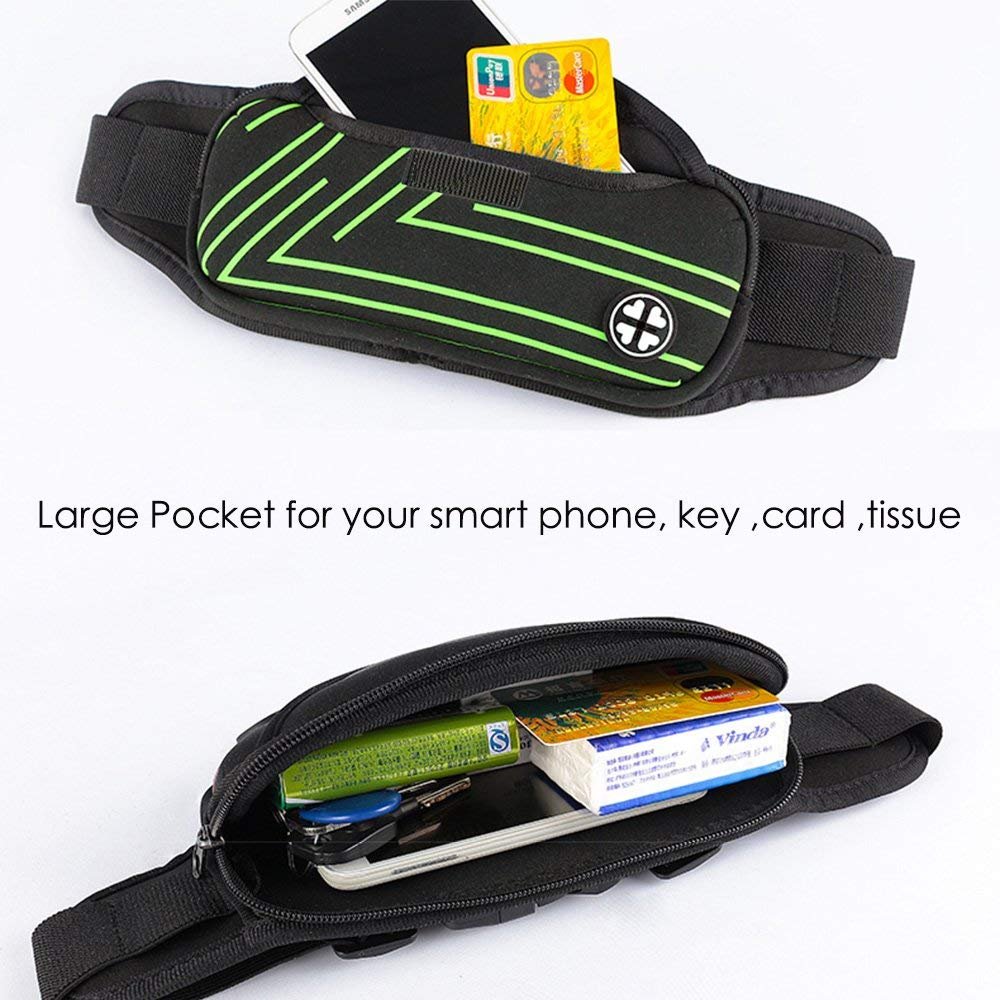Slim Soft Waist Pack Fanny Pack Waist Bag Travel Pocket Phone Holder Running Belt with Adjustable Band For Workout Vacation Hiking Running Climbing Carrying iPhone X 8 7 Plus Samsung Galaxy S9 S8 S7