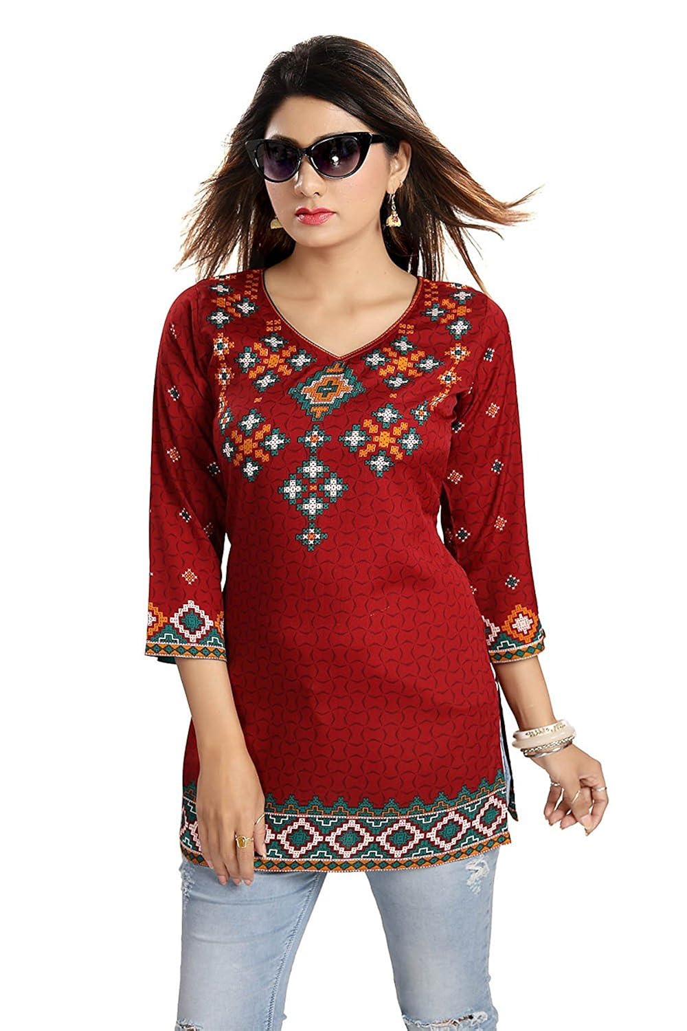 meher impex women crepe cotton short top