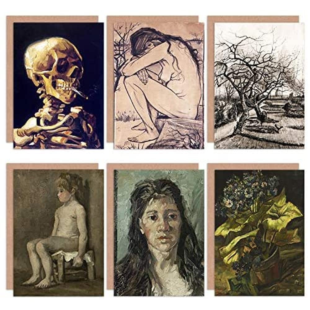 Artery8 Vincent Van Gogh Cineraria Prostitute Nude Parsonage Sorrow Skull Fine Art Greeting Card Pack of 6