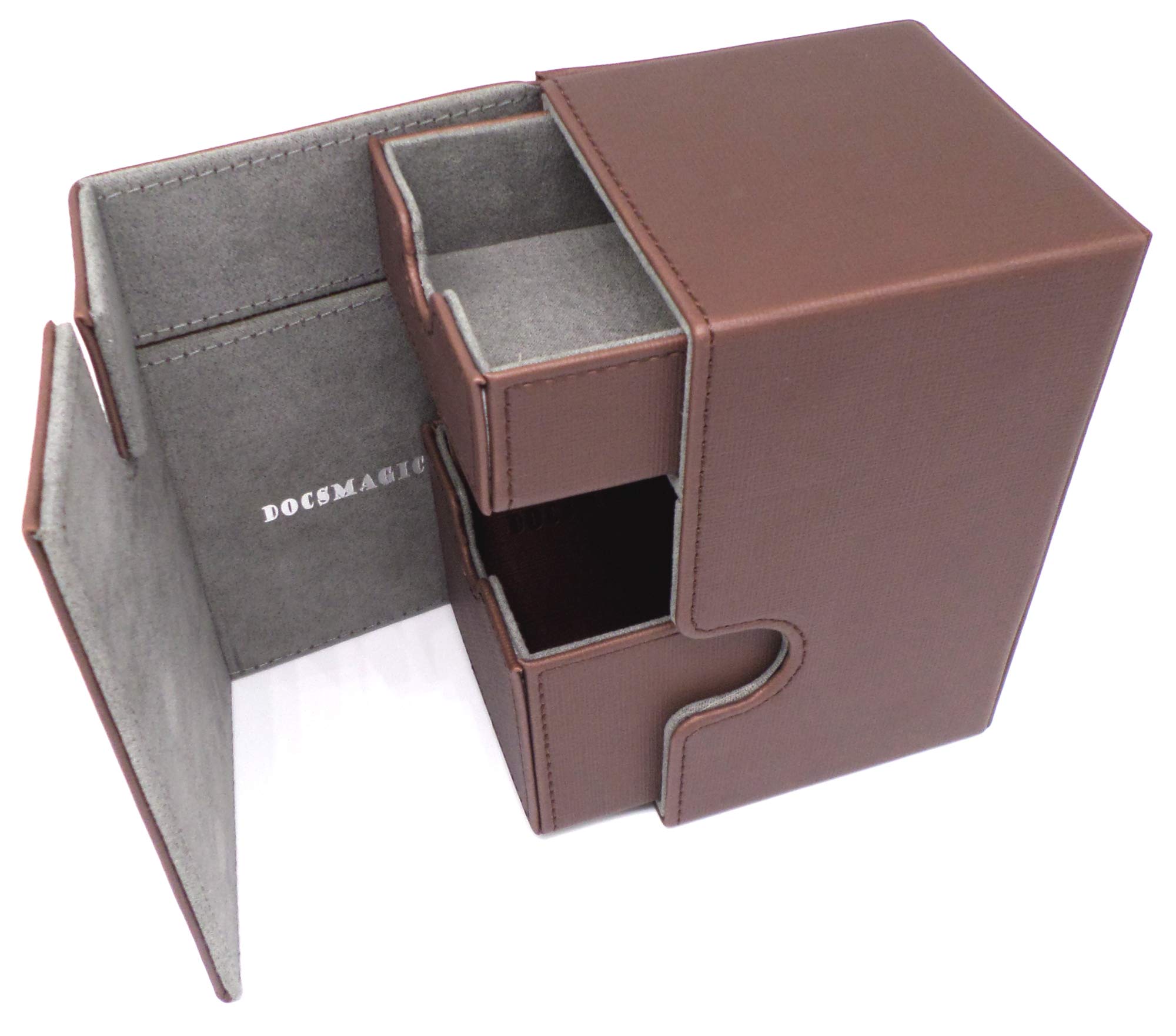 docsmagic.de Premium Magnetic Tray Box (100) Brown + Deck Divider - MTG - PKM - YGO