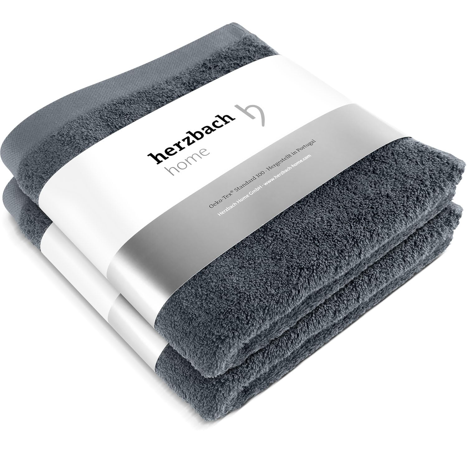 herzbach home Set of 2 Premium Towels 50 x 100 cm 100% Egyptian Cotton (Charcoal)