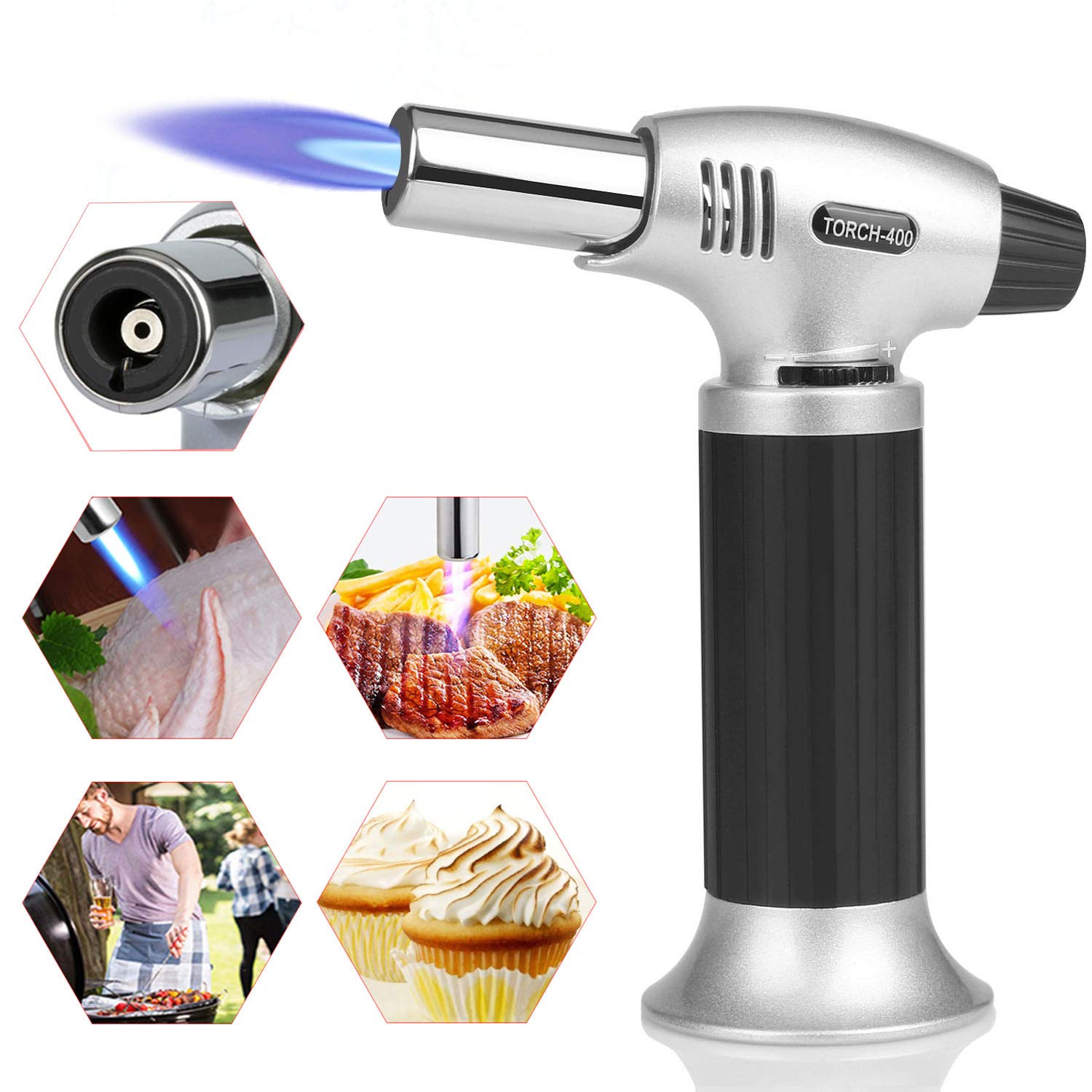 Kitchen Blowtorch Butane Gas Refillable Lighter Torch for Crème Brulee