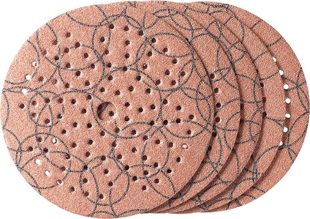 kwb Abrasive Disc Ø 125 Mm Made Of Corundum With Antistatic Coating, Grit 80, Universal Perforation, Full Synthetic Resin Bond and Reinforced Paper Backing