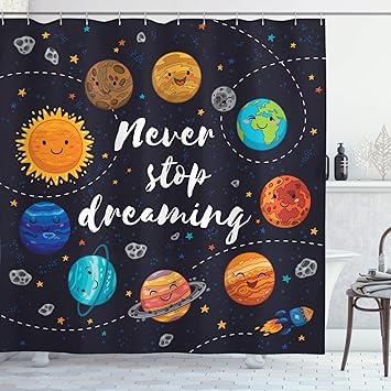 Amazon Com Ambesonne Saying Shower Curtain Outer Space Planets