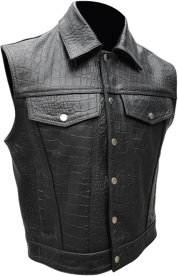 Gilet In Pelle Nera Stile Sons Of Anarchy - Mundo UR - Foto 6