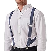 LazarsSpace 2 Clips Men's Suspenders X-Back Clip-On Elastic Braces for Formal and Casual Wear