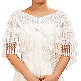 JAKAWIN Womens Shawl Wrap White Capelet Bridal Chiffon Wedding Cape