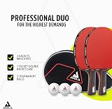 JOOLA Duo PRO Table Tennis Set 2 Bats 3 Balls with Cover Red Black 6 Pieces view 2