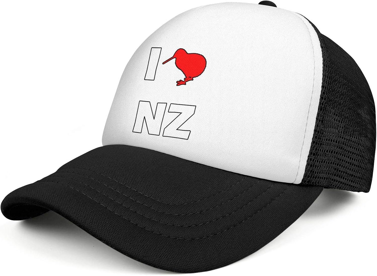 Unisex Mesh Baseball Cap I Love New Zealand Adjustable Summer Trucker