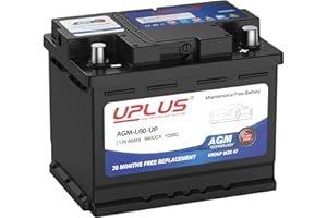 UPLUS NEW TECHNOLOGY BATTERY UPLUS BCI Group 47 Car Battery, AGM-L60-UP Maintenance Free 12V 60Ah Premium AGM Batteries H5 L2 Automotive Battery, 660CCA, 105RC