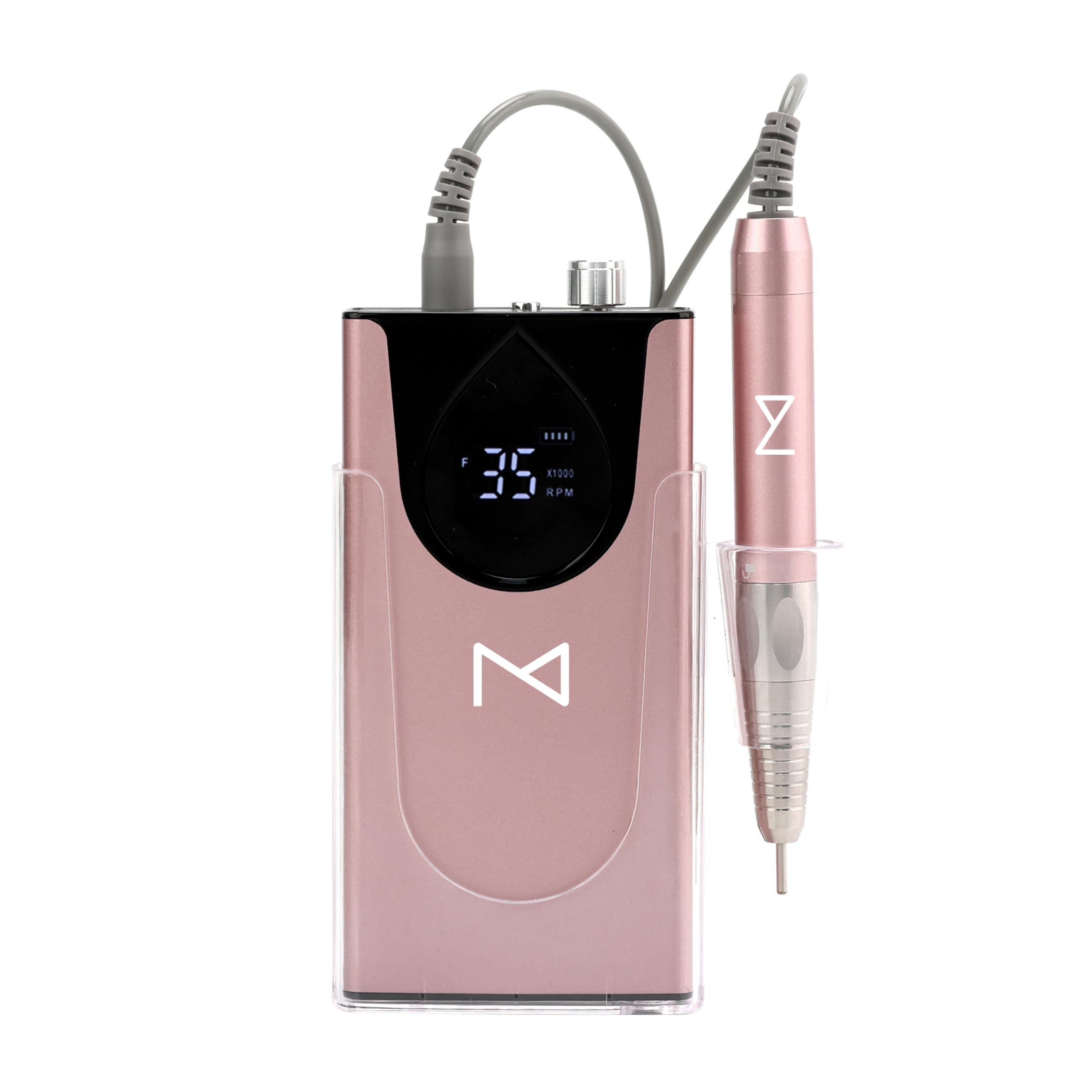 M Max - Nail Drill Professional - 2-in-1 Brushless Motor Nails Drill Machine - Electric, Cordless, Aluminium Alloy Casing, 35000 RPM, HD Display - Perfect for Salon & Home Use (Rose Gold) - Image 2