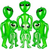 6pcs Halloween Alien Inflatable Balloons, Green | 33 Inch Inflatables Alien, 21 Inch Alien Inflates Balloon, For Alien Party, Halloween, Christmas, Birthday Decoration