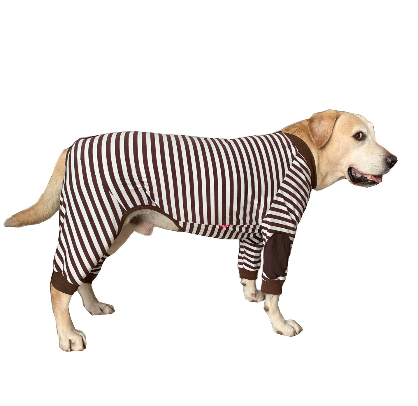 Large Dog Clothes,Dog Pajamas Soft Flexible Breathable Striped Zipper Large Dog Jumpsuit Costume Apparel for Medium Dogs Large Dogs, Brown
