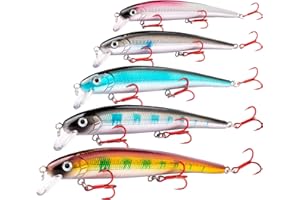 XBLACK Fishing Lures Set Minnow Crankbaits Pencil Jointed Popper VIB Lures Fishing Lures Kit 5PCS for Bass Trout in Saltwater and Freshwater, XBLACK Baits, Catch Big Fish!…