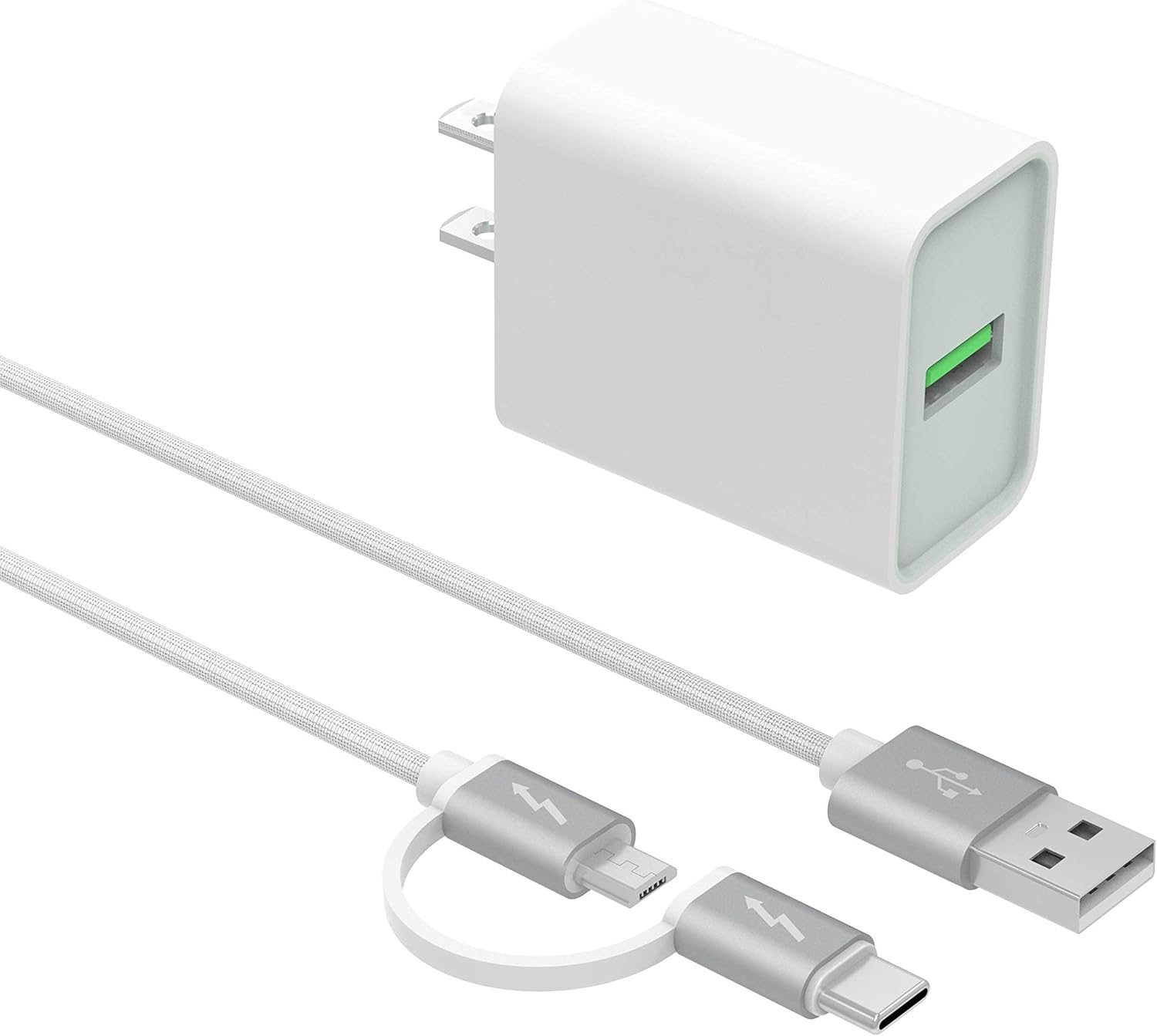 Superer 18W Quick Wall Fast Charger Fit for Razer Phone 2, BlackBerry KEY2/KEY2 LE Power Cord Adapter Android Phone(White 5FT Cable)