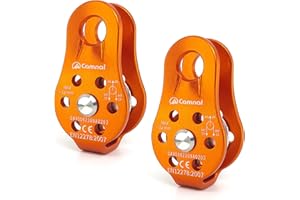 LILYXIN 26KN Fixed Plate Micro Pulley, Small Aluminum Rope Pulleys, Climb Bearing Hitch Pulley for Climbing, Rappelling, Aloft Work Etc (26KN, Orange, 2)