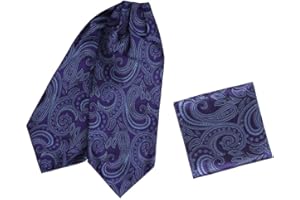 Epoint Men's Fashion Classic Paisley Cravat Silk Ascot Tie Hanky Set, With Box Set