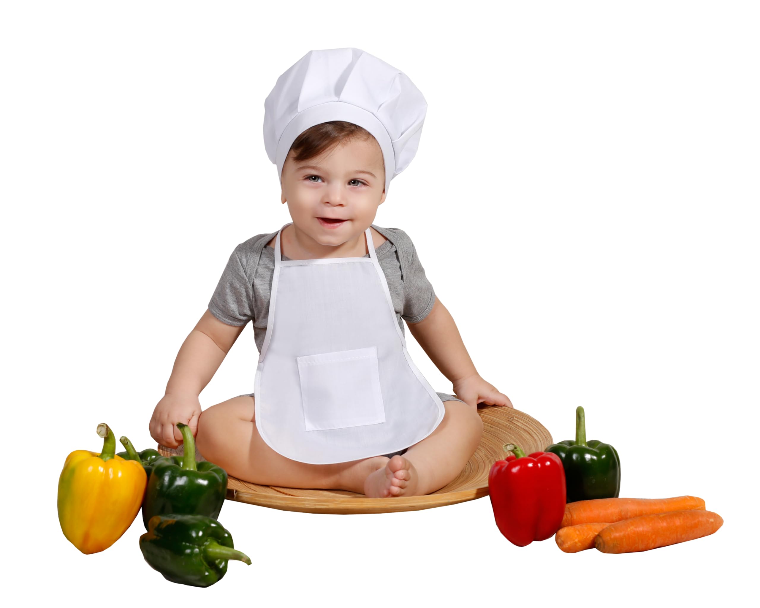 Matissa & Dad Baby Apron and Chef Hat Infant Mini Chef Outfit Toddler White Baker Costume photoshoot props newborn photography outfit (Baby Boy, 0-2 Months) — image 1