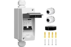 YQBYJING DC Solar Panel Disconnect Switch 20 Amp AC Miniature Circuit Breaker Box 500V 2 Poles with IP65 Waterproof UV-Proof Box for Outdoor Solar PV Homes Battery