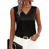 Zeagoo Women's Silk Satin Tank Tops V Neck Casual Camisoles Sleeveless Business Work Blouses Dressy Summer Shirts